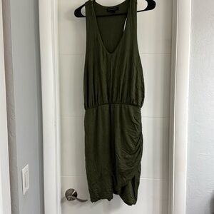 Olive green racer back mid dress